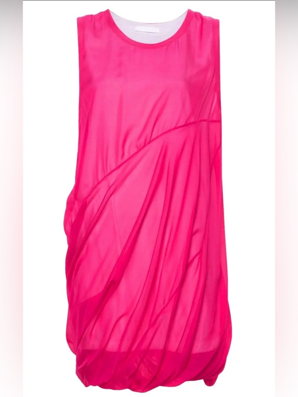 Helmut Lang Straight Bubble Hem Sleeveless Hot Pink 100% silk Shift Dress - Picture 2 of 8